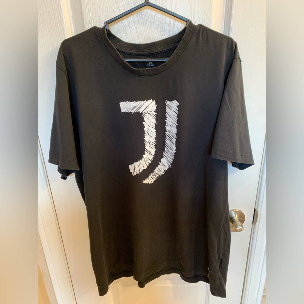 Juventus Soccer Adidas Black Tee with White Graphic